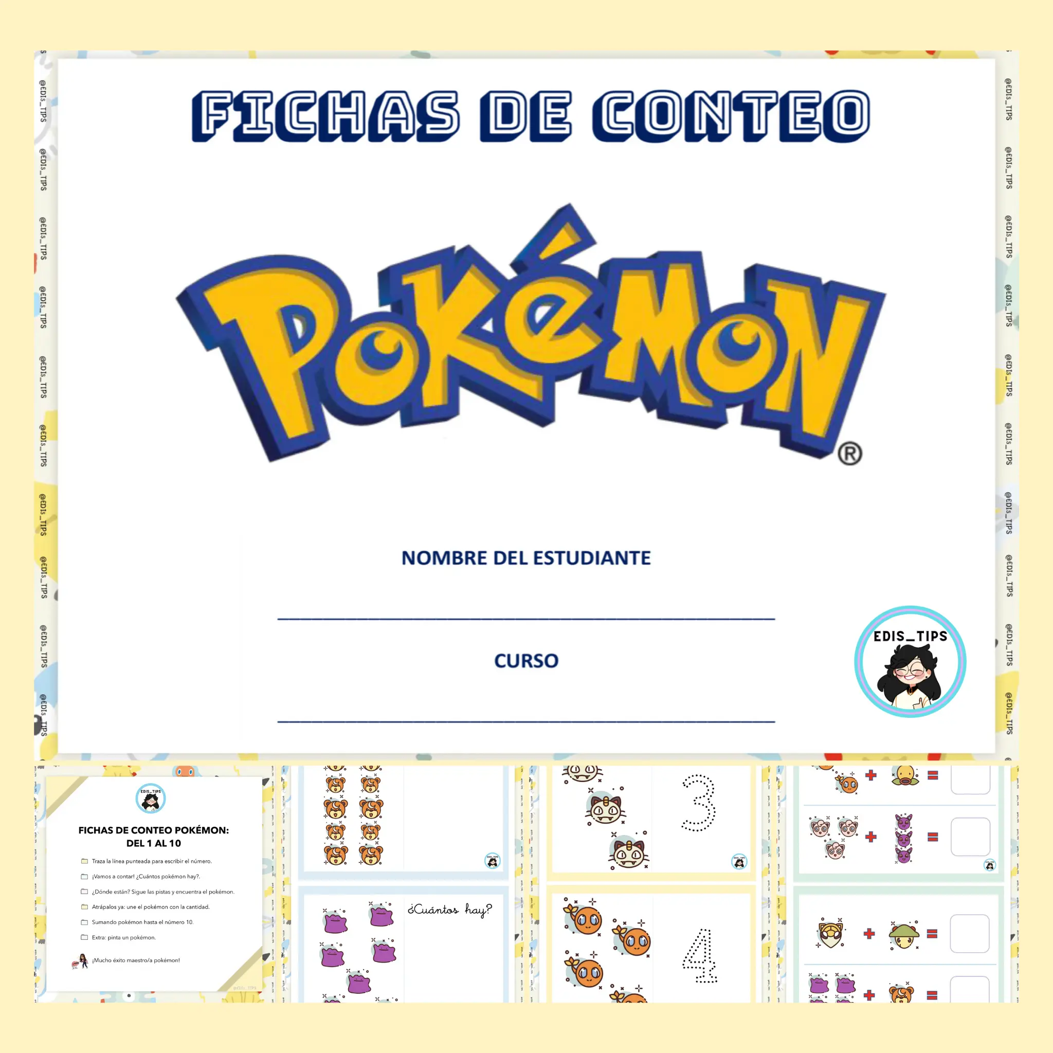 CUADERNILLO DE CONTEO 1 AL 10 - POKÉMON