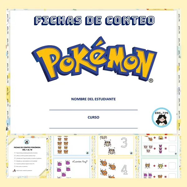 CUADERNILLO DE CONTEO 1 AL 10 - POKÉMON