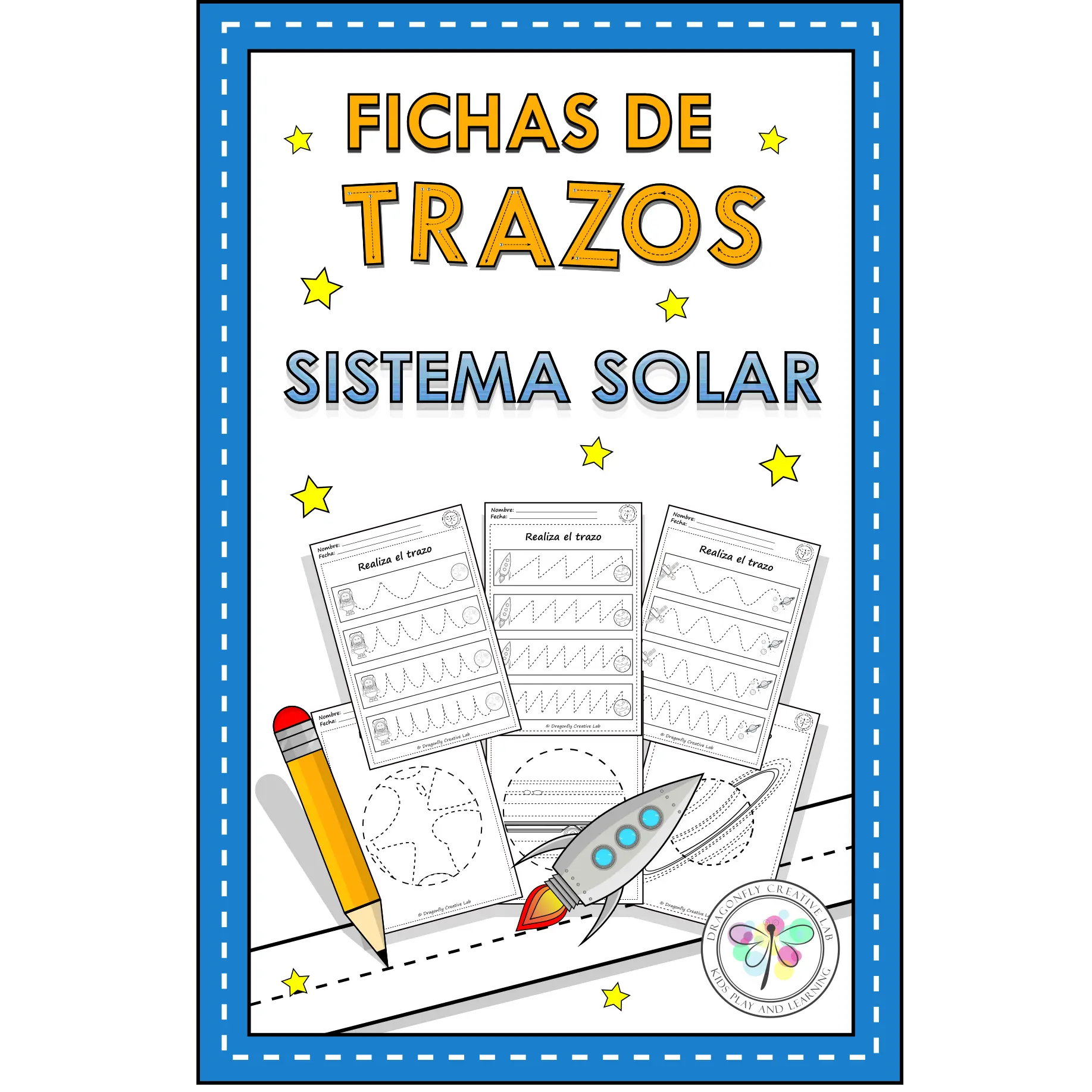 Spanish Worksheets Tracing Solar System Planets Fichas Trazos Sistema Solar Planetas