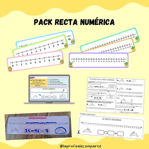 Pack Recta numérica plantillas, fichas y Ppt @laprofealecomparte