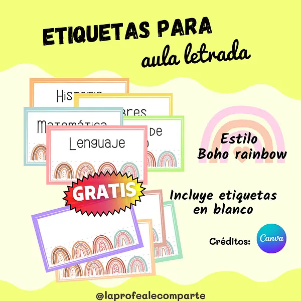 Etiquetas aula letrada @laprofealecomparte