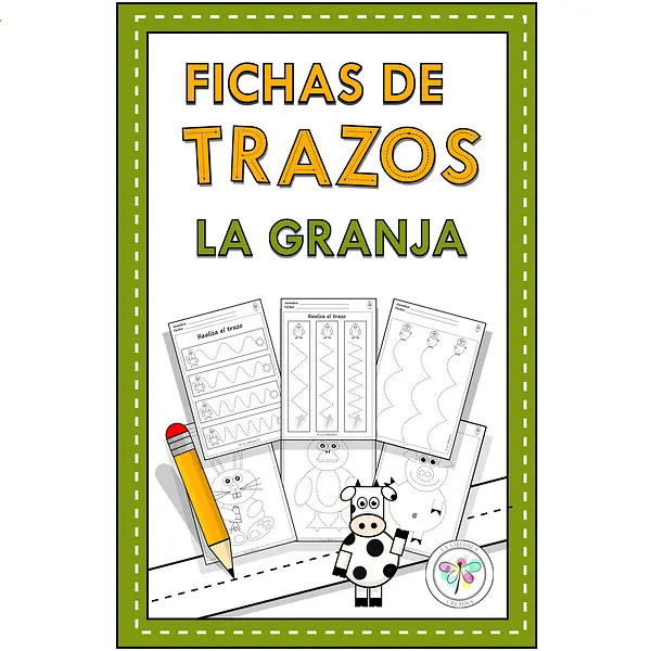 Spanish Worksheets Tracing Farm Animals Fichas trazos Granja animales Vaca