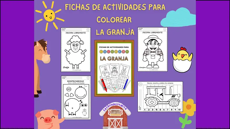Fichas de actividades para colorear La Granja