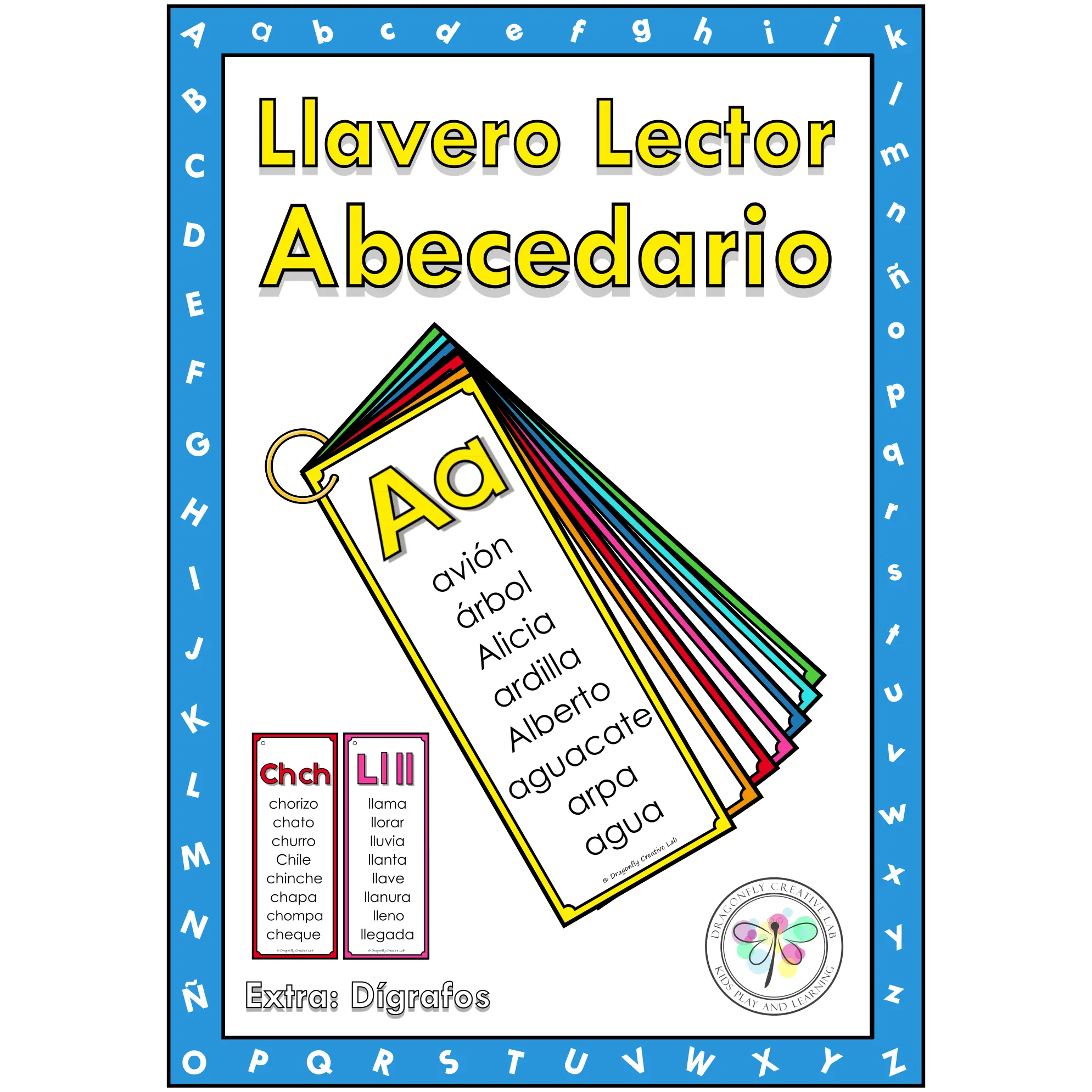 Spanish Reader Keychain Cards Alphabet Tarjetas Llavero Abecedario Dígrafos