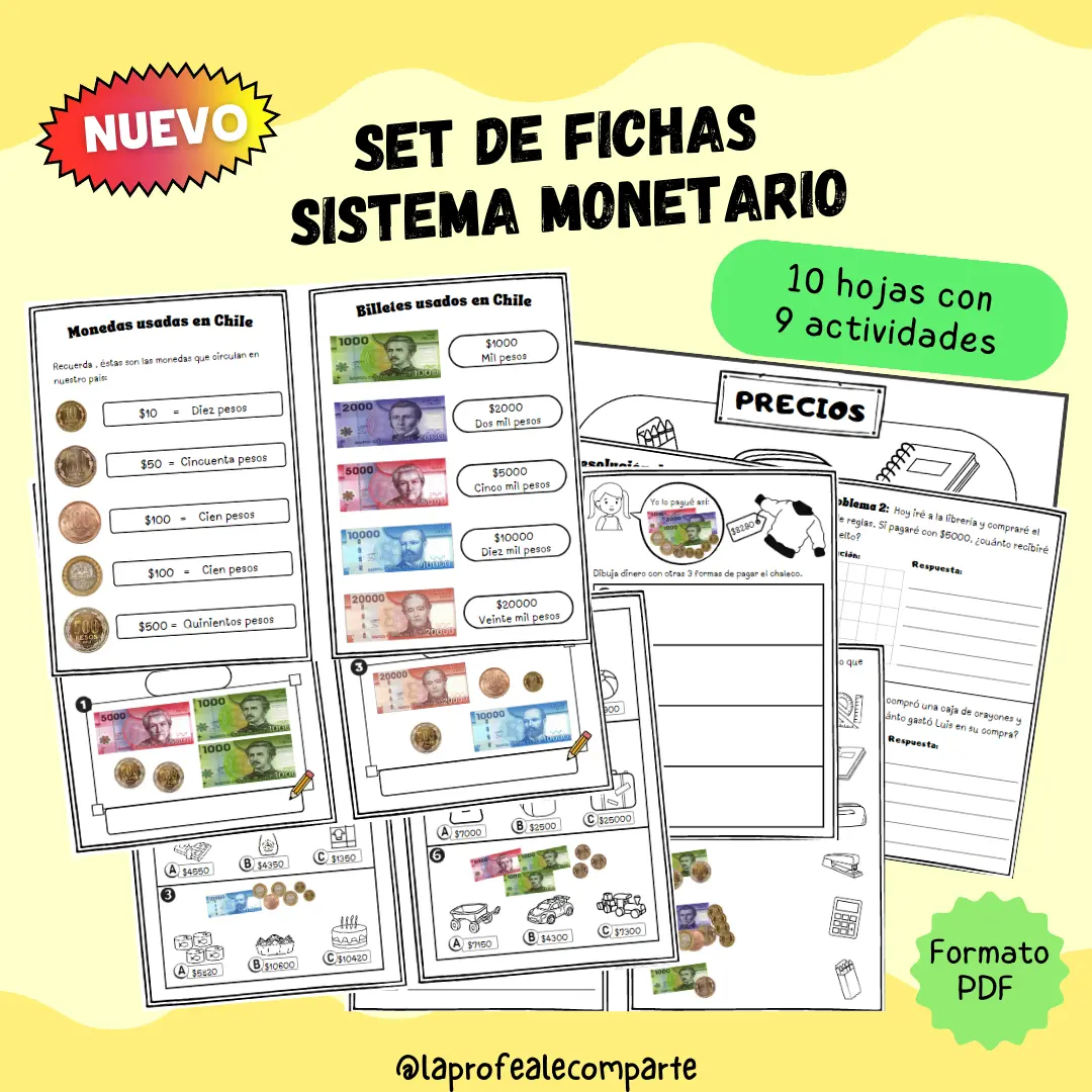 SET DE FICHAS DE TRABAJO DE SISTEMA MONETARIO CHILENO