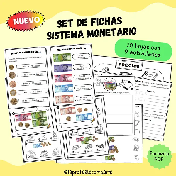 SET DE FICHAS DE TRABAJO DE SISTEMA MONETARIO CHILENO