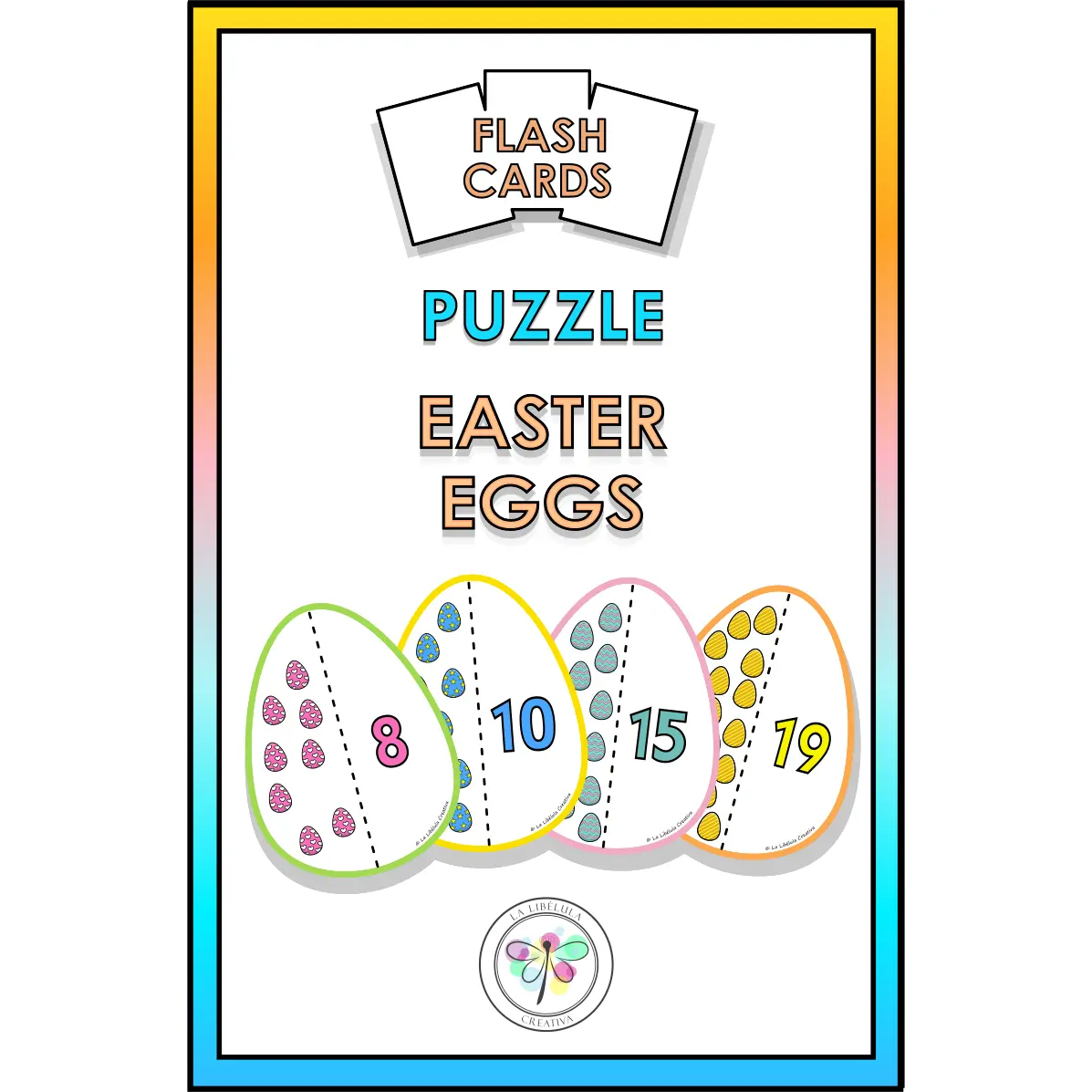 Flash Cards Easter Eggs Numbers Puzzle Cut Count Color Math