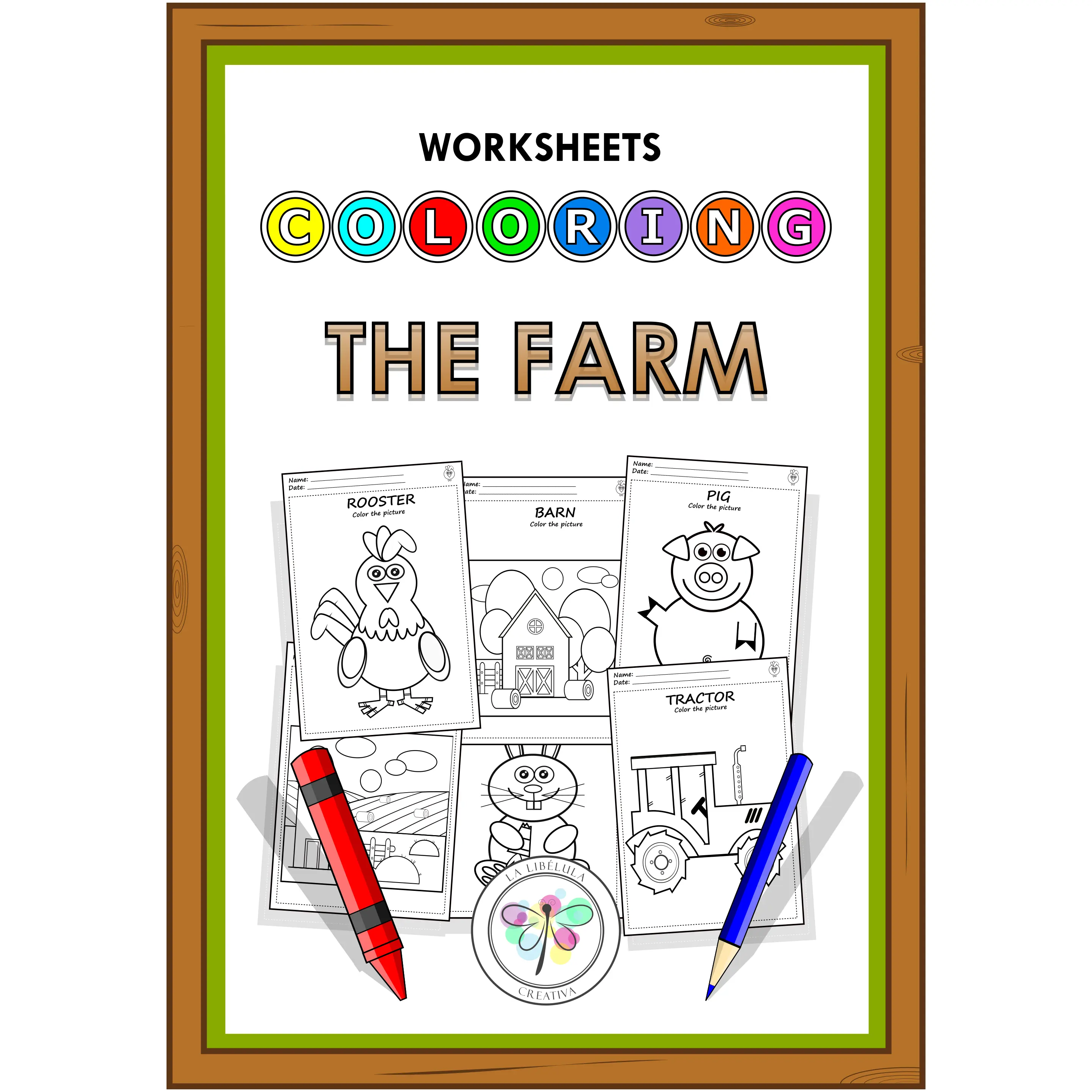 Coloring Worksheets The Farm Animals Barn Painting Decorate Craft