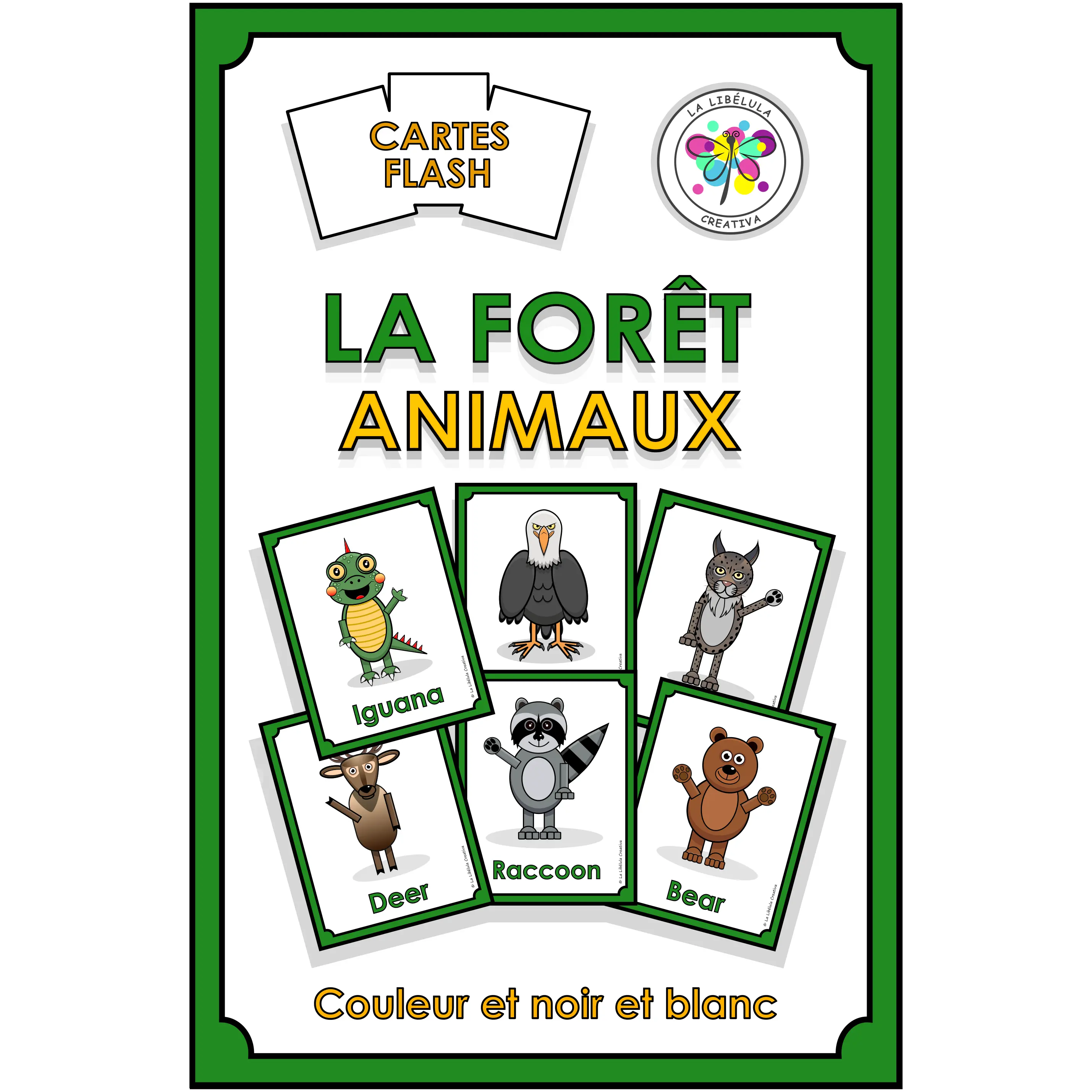 French Flash Cards The Forest Animals Cartes Flash La Forêt Animaux Color Cut