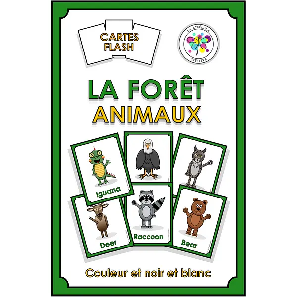 French Flash Cards The Forest Animals Cartes Flash La Forêt Animaux Color Cut