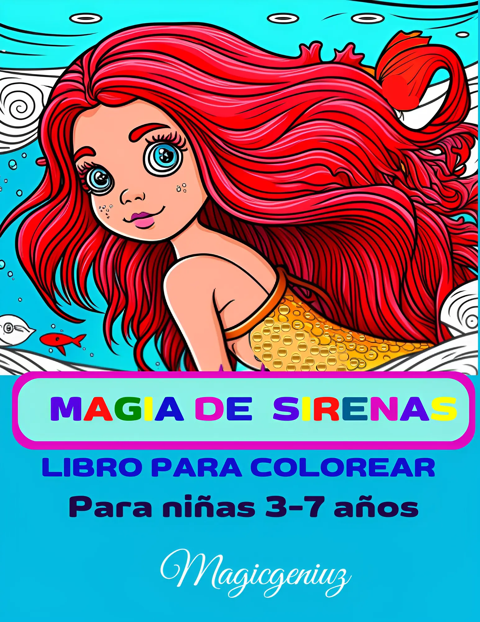 EL MUNDO DE LA SIRENITA LIBRO PARA COLOREAR PARA NIÑAS 3 A7 AÑOS