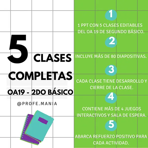 5 CLASES LENGUAJE - OA19 - 2DO BÁSICO