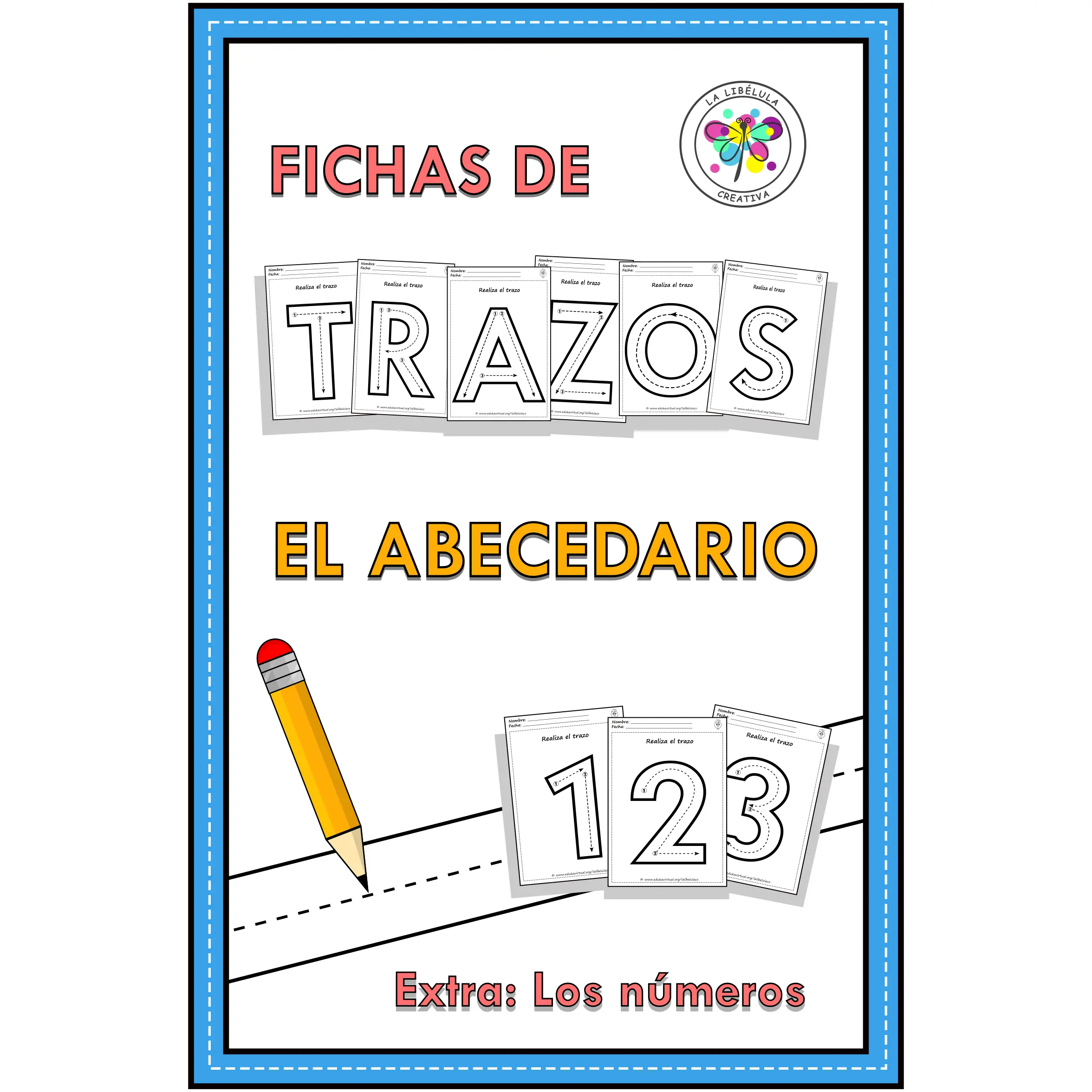 Spanish Tracing Alphabet Flash cards Tarjetas Ilustrativas Trazos Abecedario