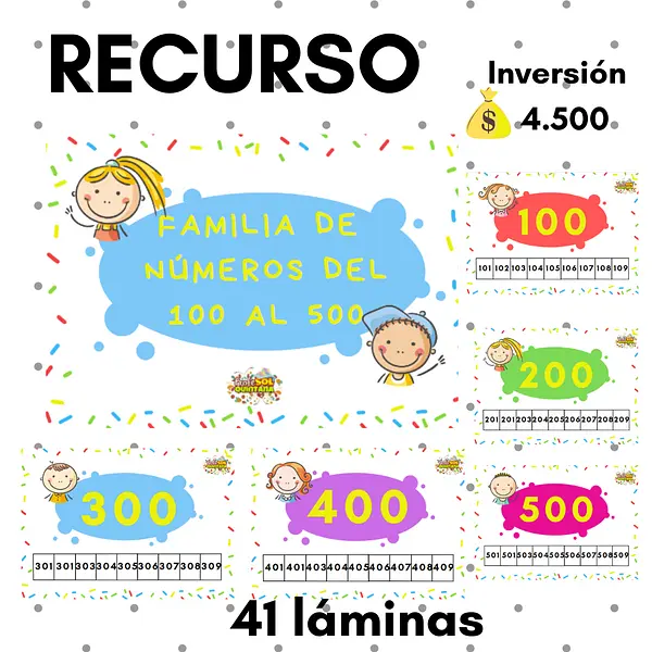 CARTELES DE NÚMEROS DEL 100 AL 500