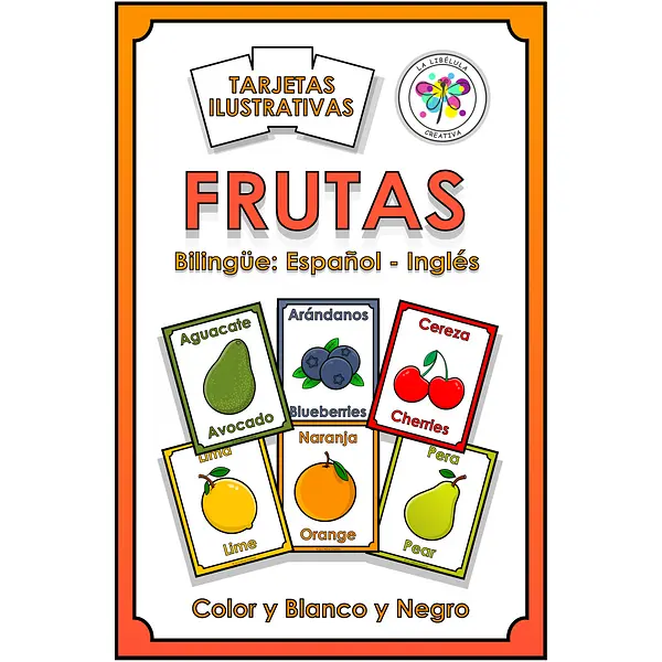 Spanish English Flash Cards Fruits Bilingual Tarjeta Frutas Bilingüe Food Comida