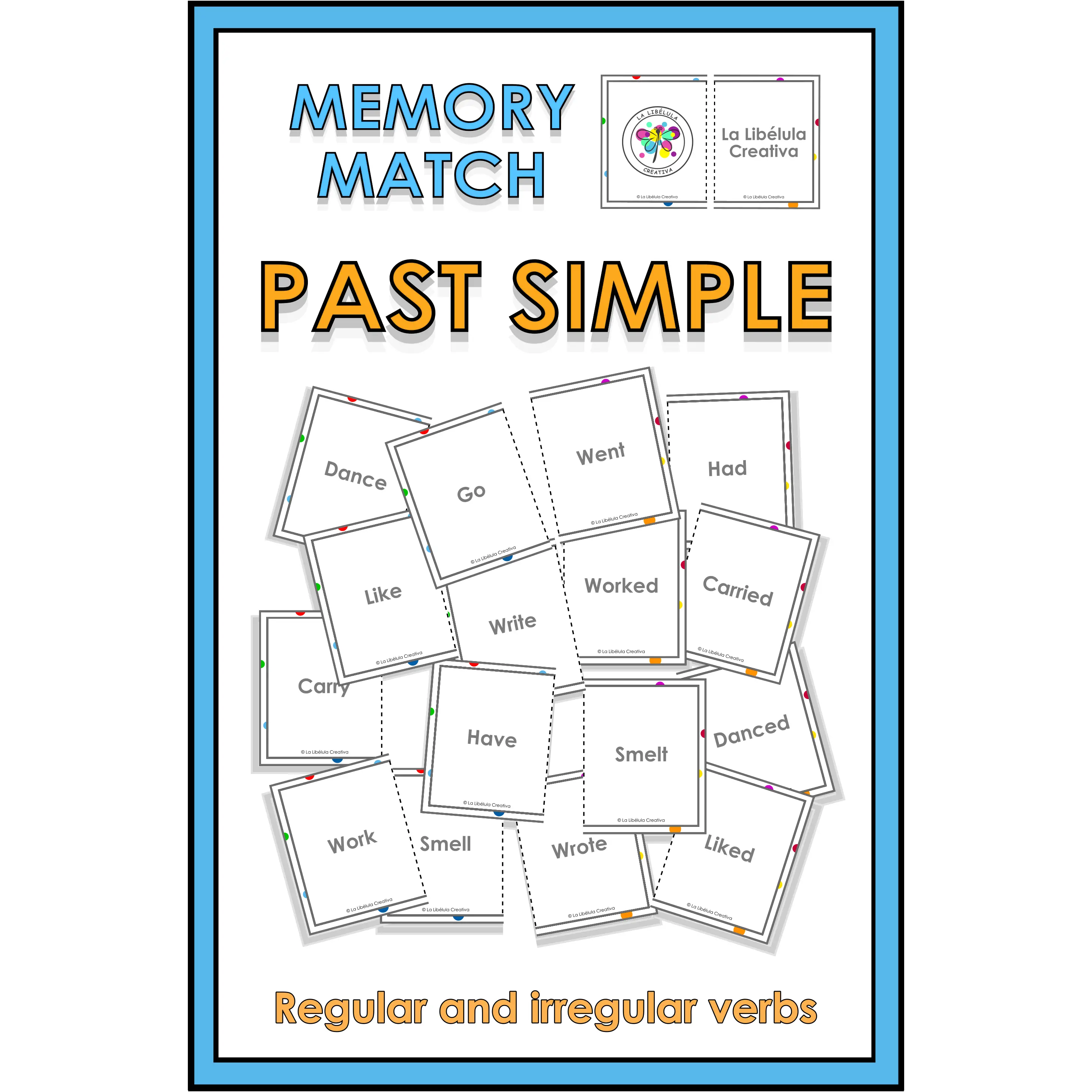 Memory Match Game Present Past Simple Irregular Regular Verbs Infinitive Pairs