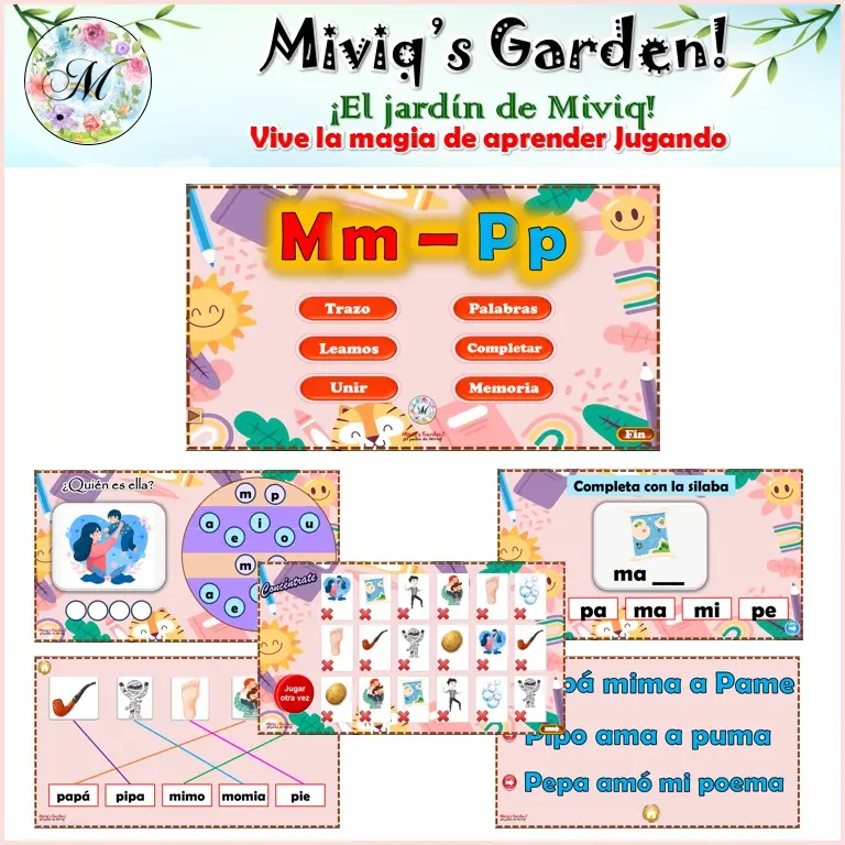 Letras M y P para niños (6 actividades)