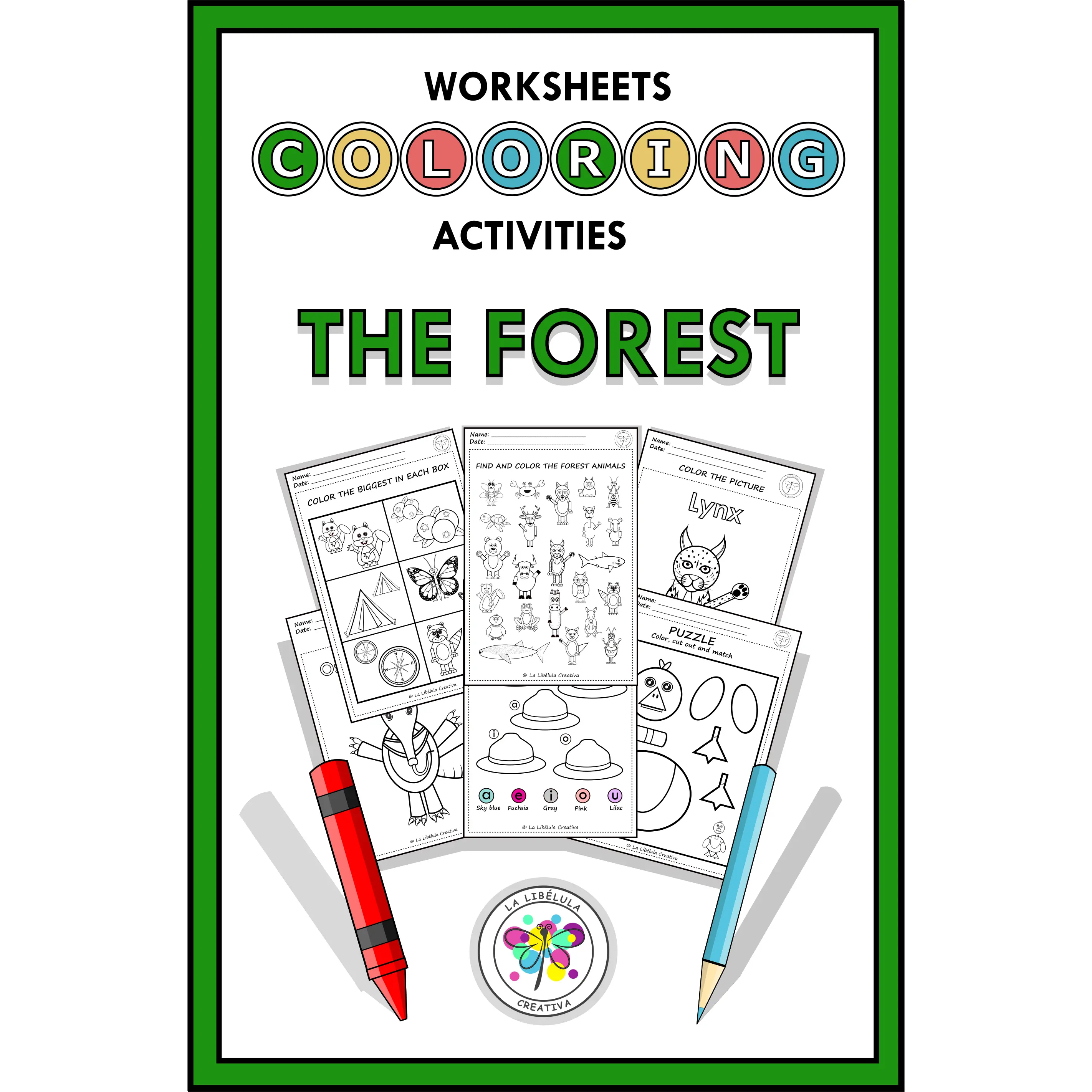 Worksheets Activities Coloring Forest Animals Color Cut