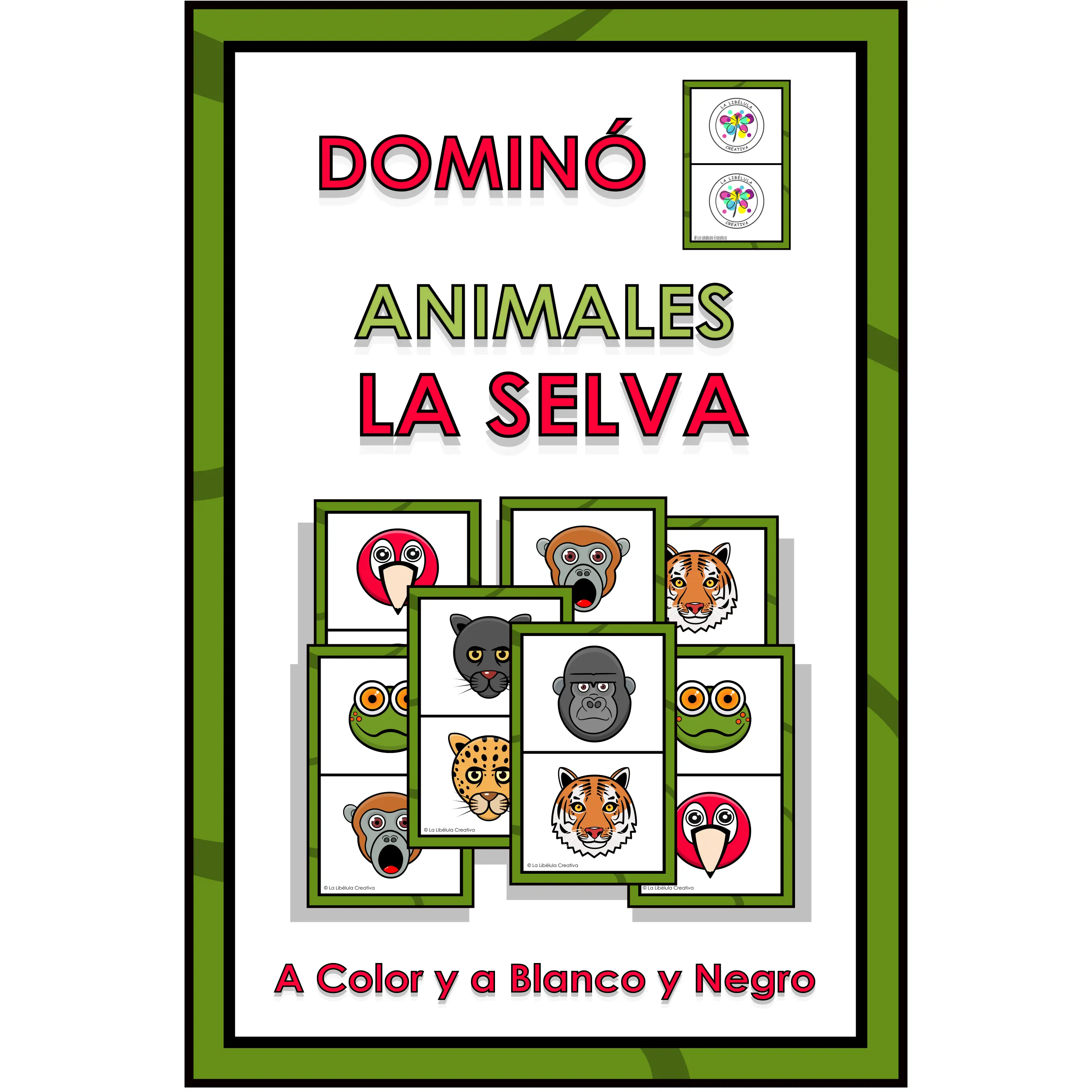 Spanish Domino Game Animals Jungle Dominó Juego Animales Selva Jungla