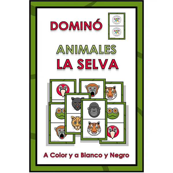 Spanish Domino Game Animals Jungle Dominó Juego Animales Selva Jungla