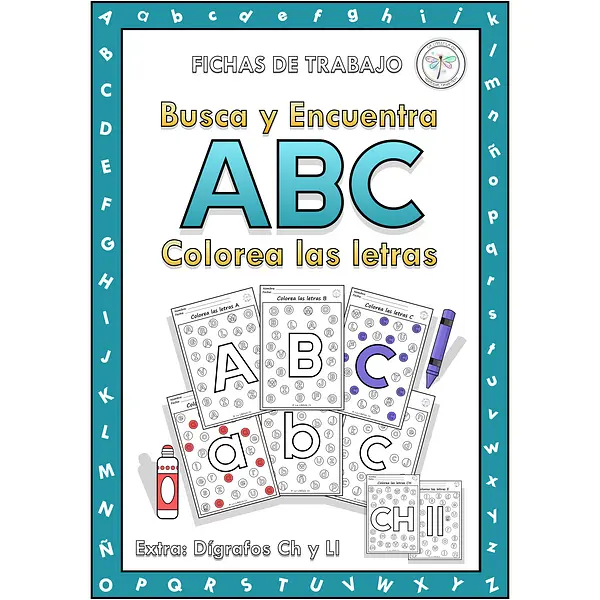 Spanish Find Search Dab a Dot Alphabet Busca Encuentra ABC Colorea Letras