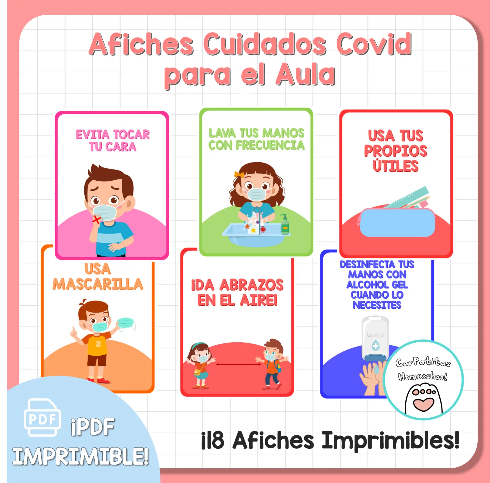 Afiches Protocolos Covid Para el Aula