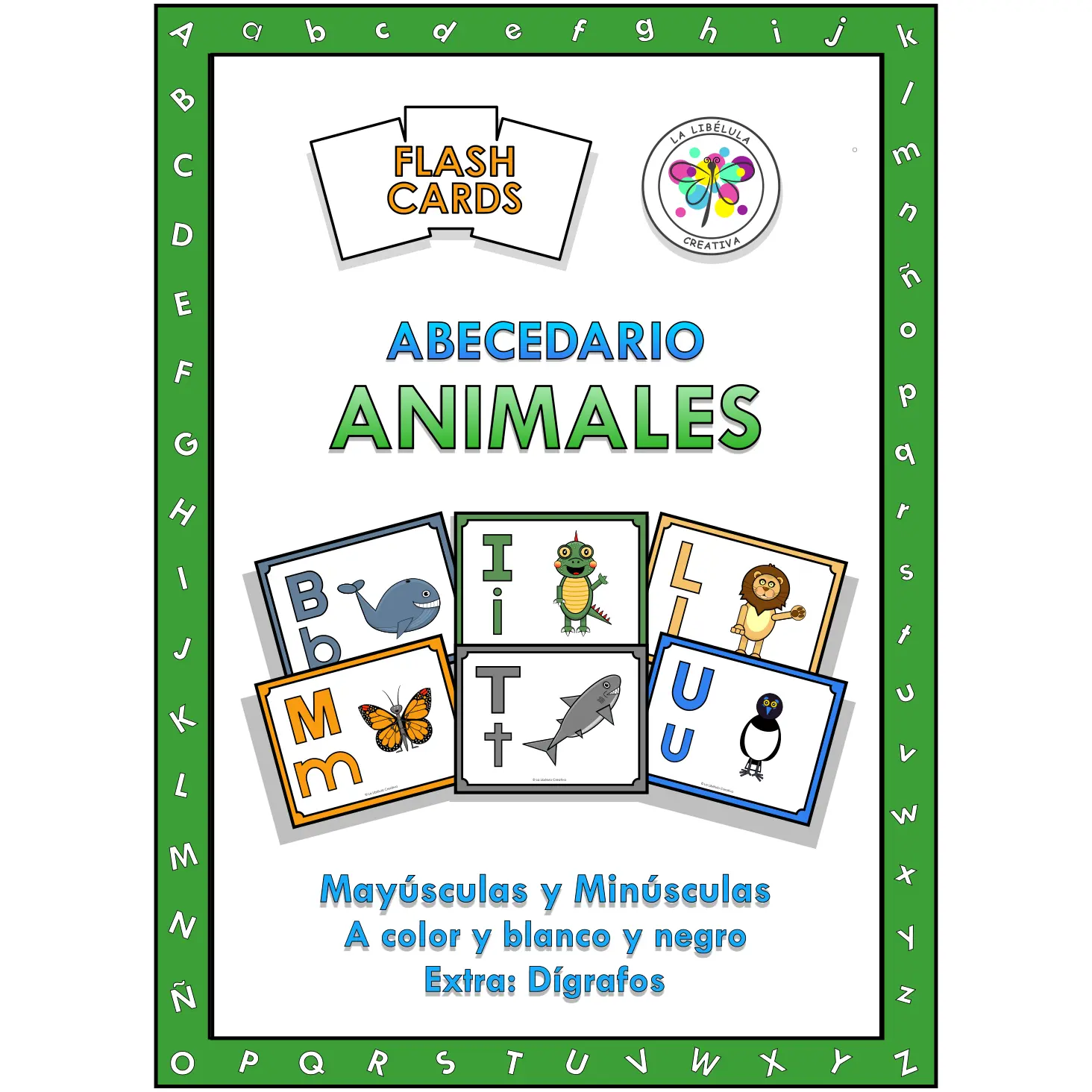 Spanish Flash Cards Alphabet Animals Tarjetas Abecedario Animales Dígrafos