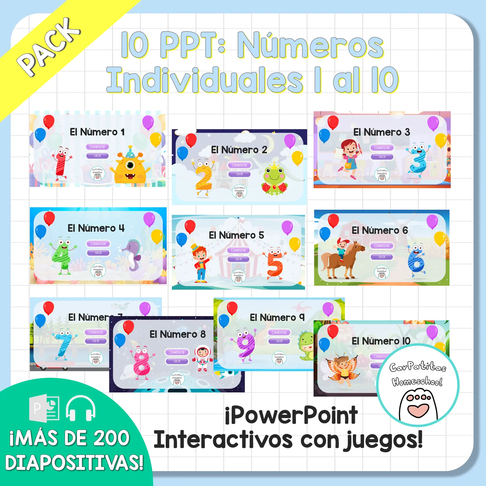 Pack Números Individuales 1 al 10