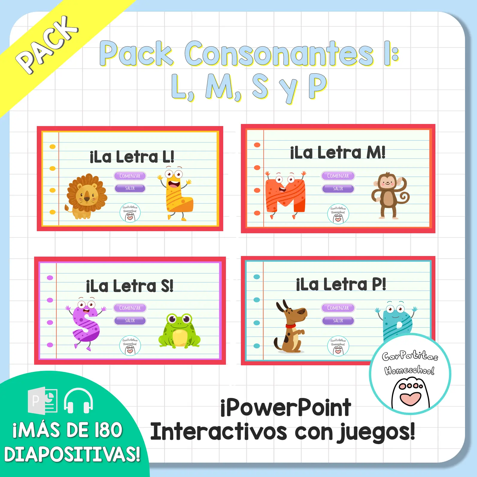 Pack Consonantes 1: L, M, S y P