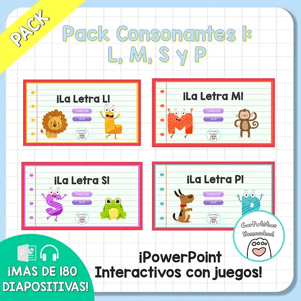 Pack Consonantes 1: L, M, S y P