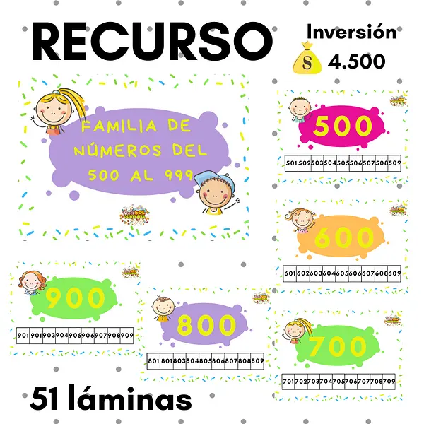 CARTELES DE NÚMEROS DEL 500 AL 999