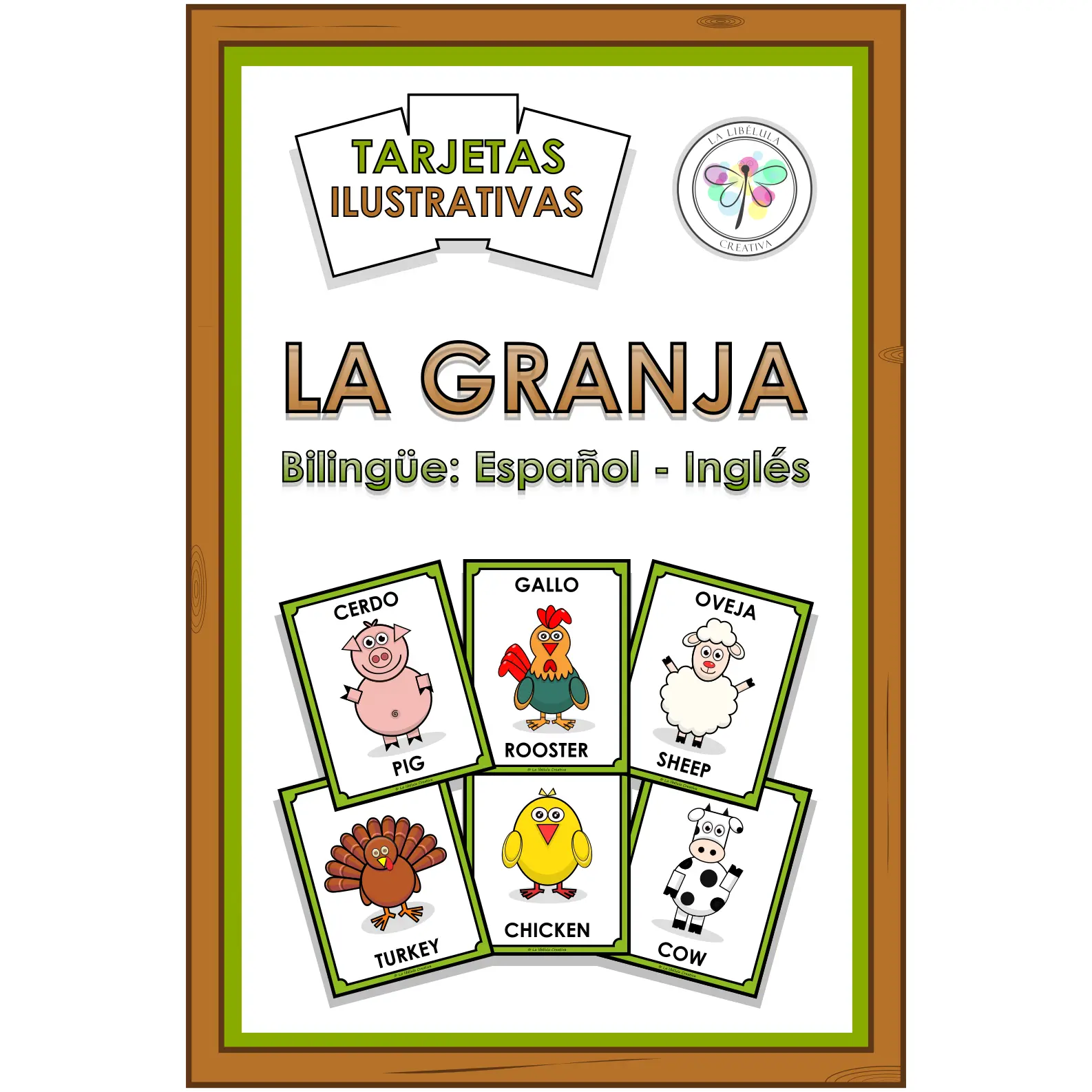 Bilingual Flash Cards Farm Animals Tarjetas Granja Animales Bilingüe