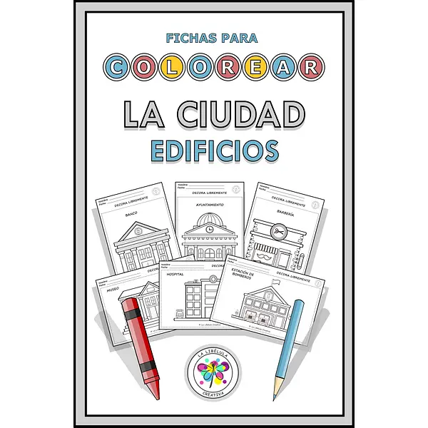 Spanish Coloring City Buildings Places Fichas Colorear Ciudad Edificios Lugares