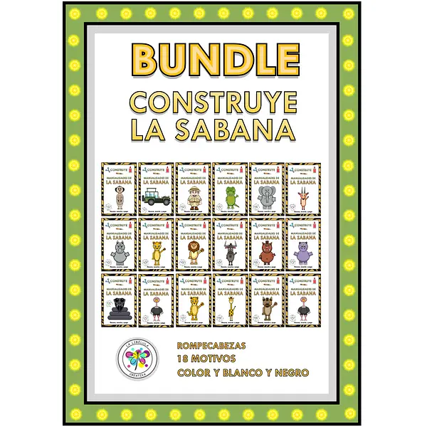 Bundle Spanish Build a Savanna's Crafts Paquete Construye Sabana Puzzle Animales Animals