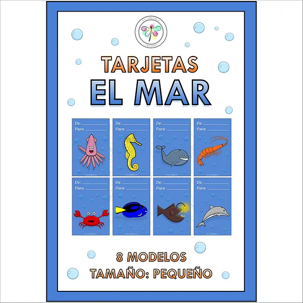 Spanish Sea Tags Cards Gifts Animals Tarjetas Mar Etiquetas Océano Animales 1