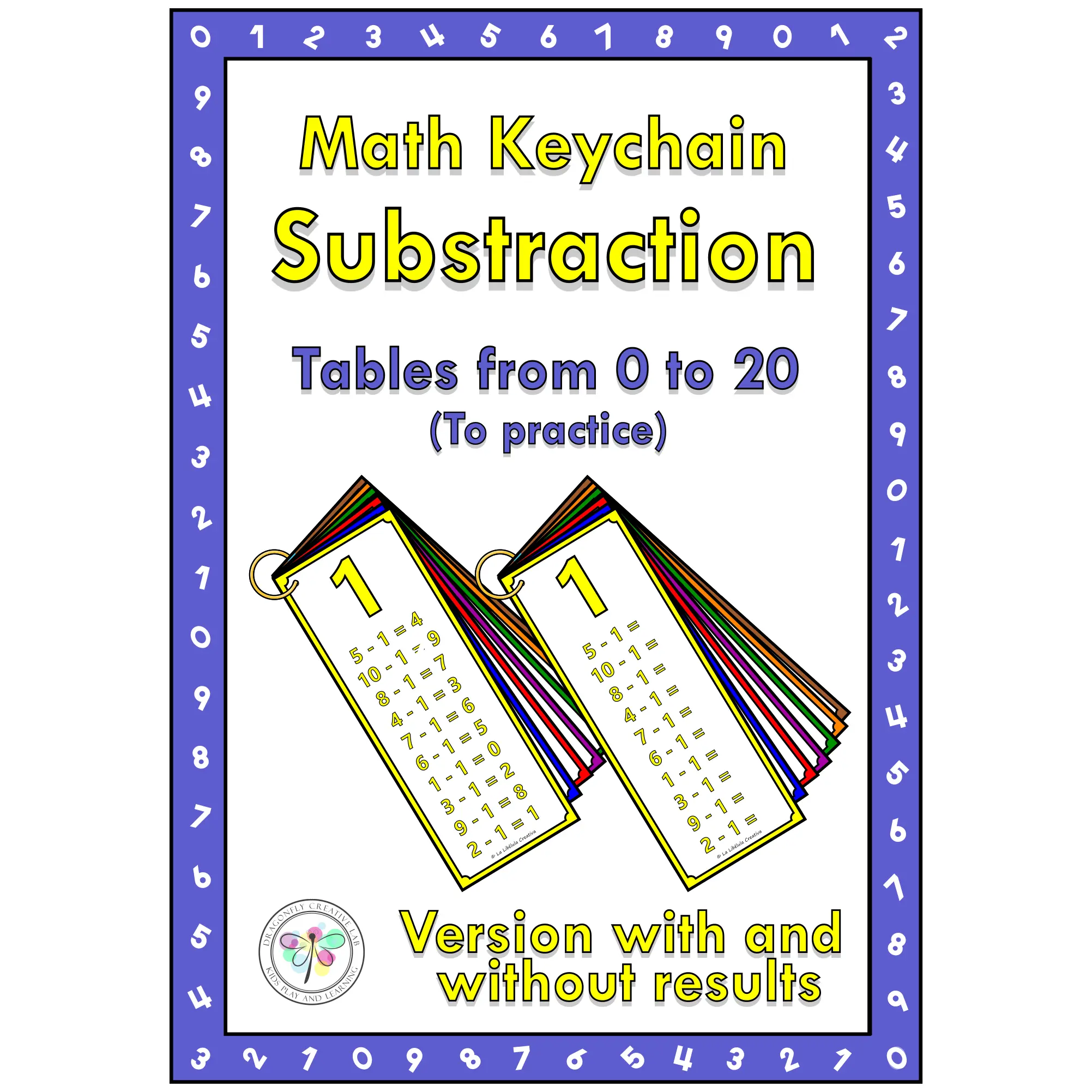 Math Keychain Substraction Tables Facts Cards Practice Numbers