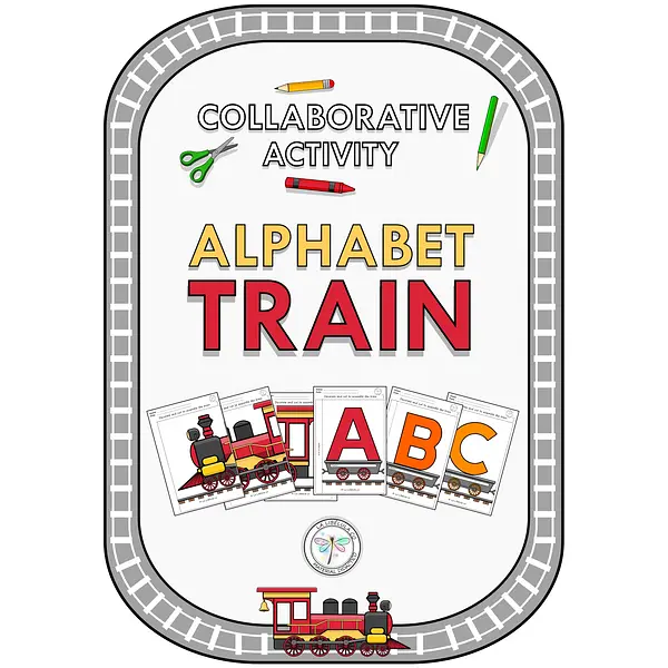 Collaborative Activity Train Alphabet ABC Color Black and White