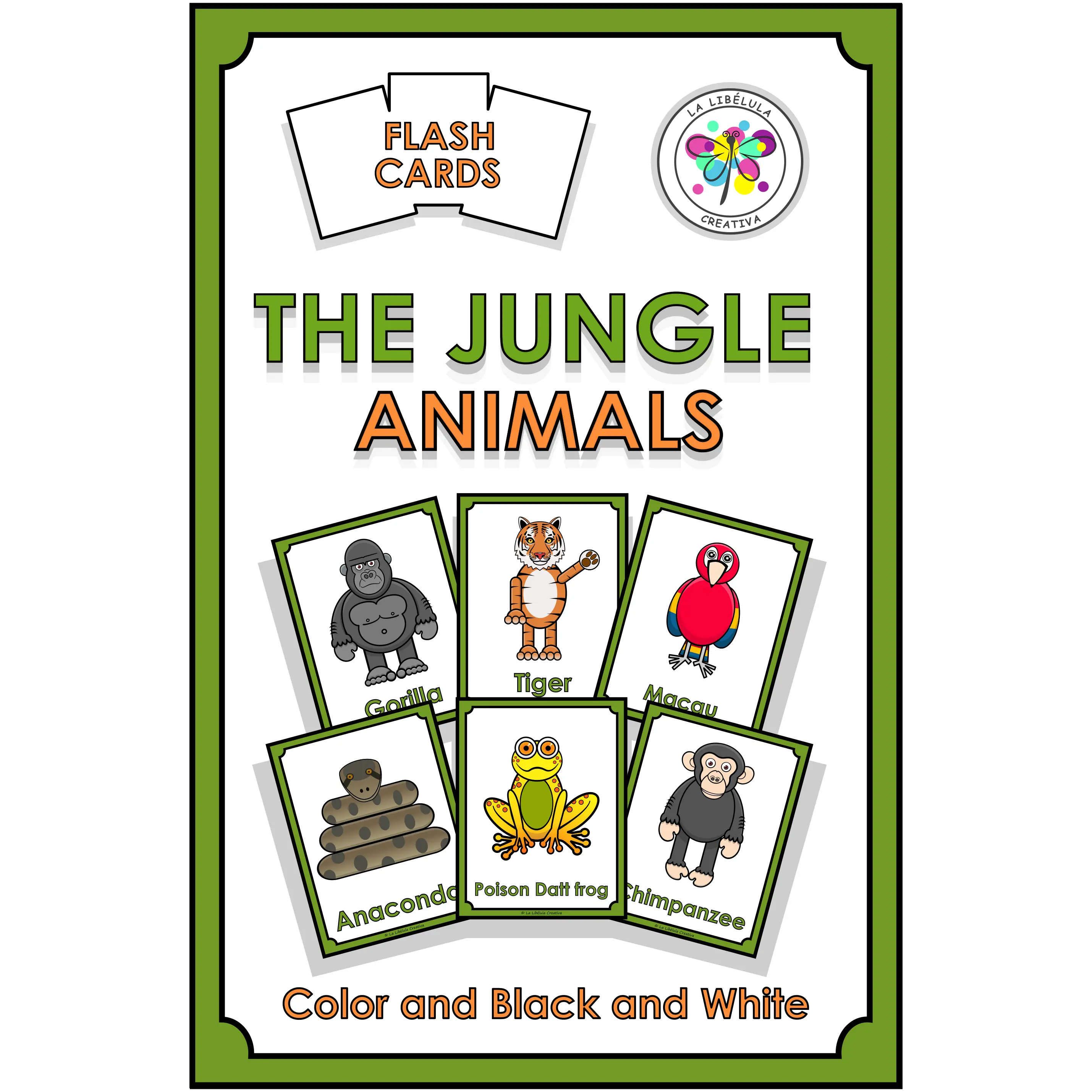 Flash Cards Jungle Color Cut Animals Wild