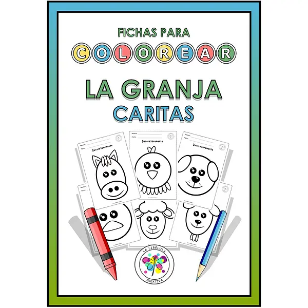 Spanish Worksheets Coloring Farm Animals Faces Colorear Granja Caras Animales