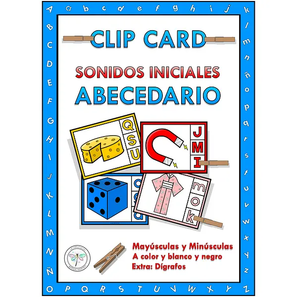 Spanish Clip Cards Beginning Sounds Alphabet Abecedario Sonidos Iniciales