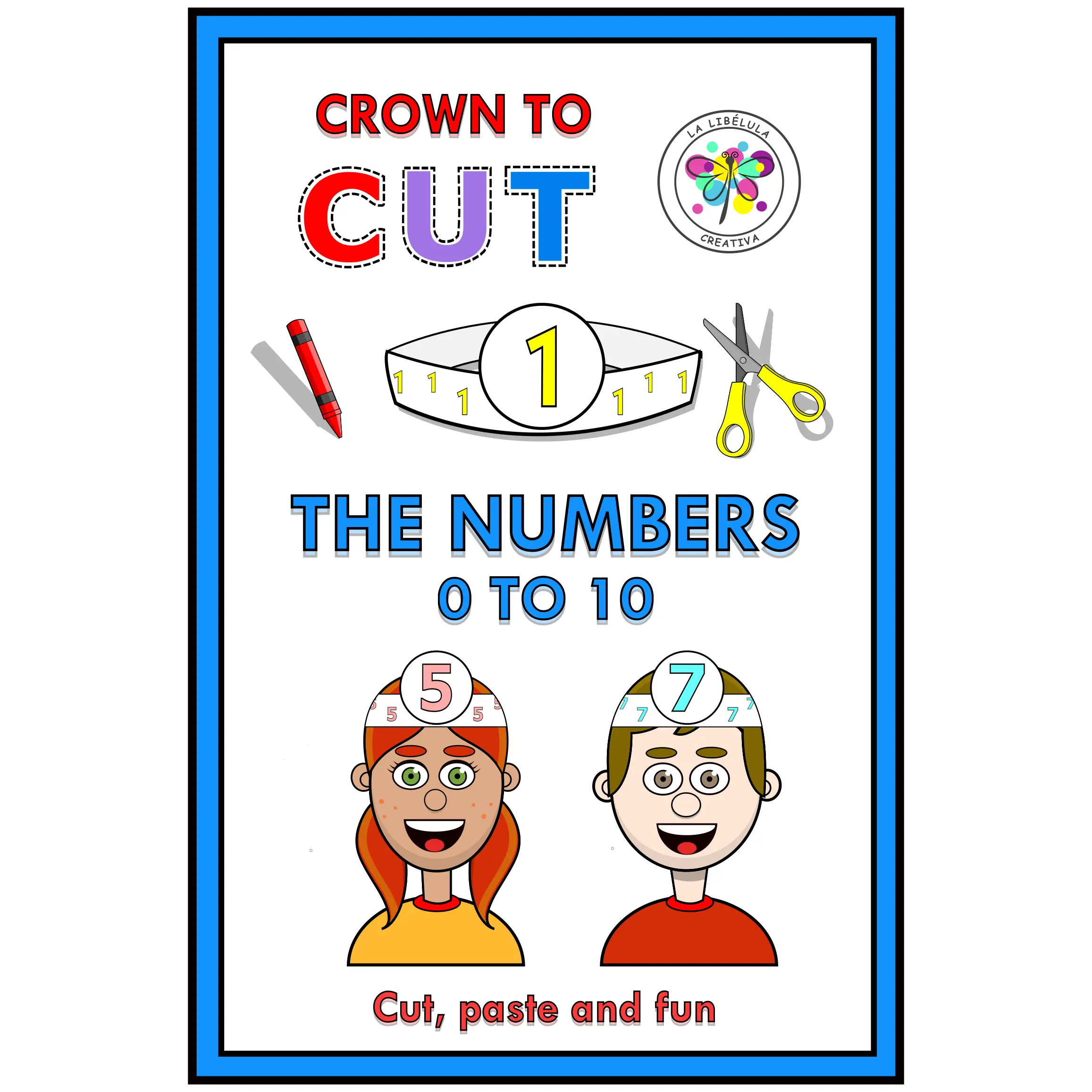 Crowns to Cut Numbers 0 to 10 Color and Black and white Headband Hat