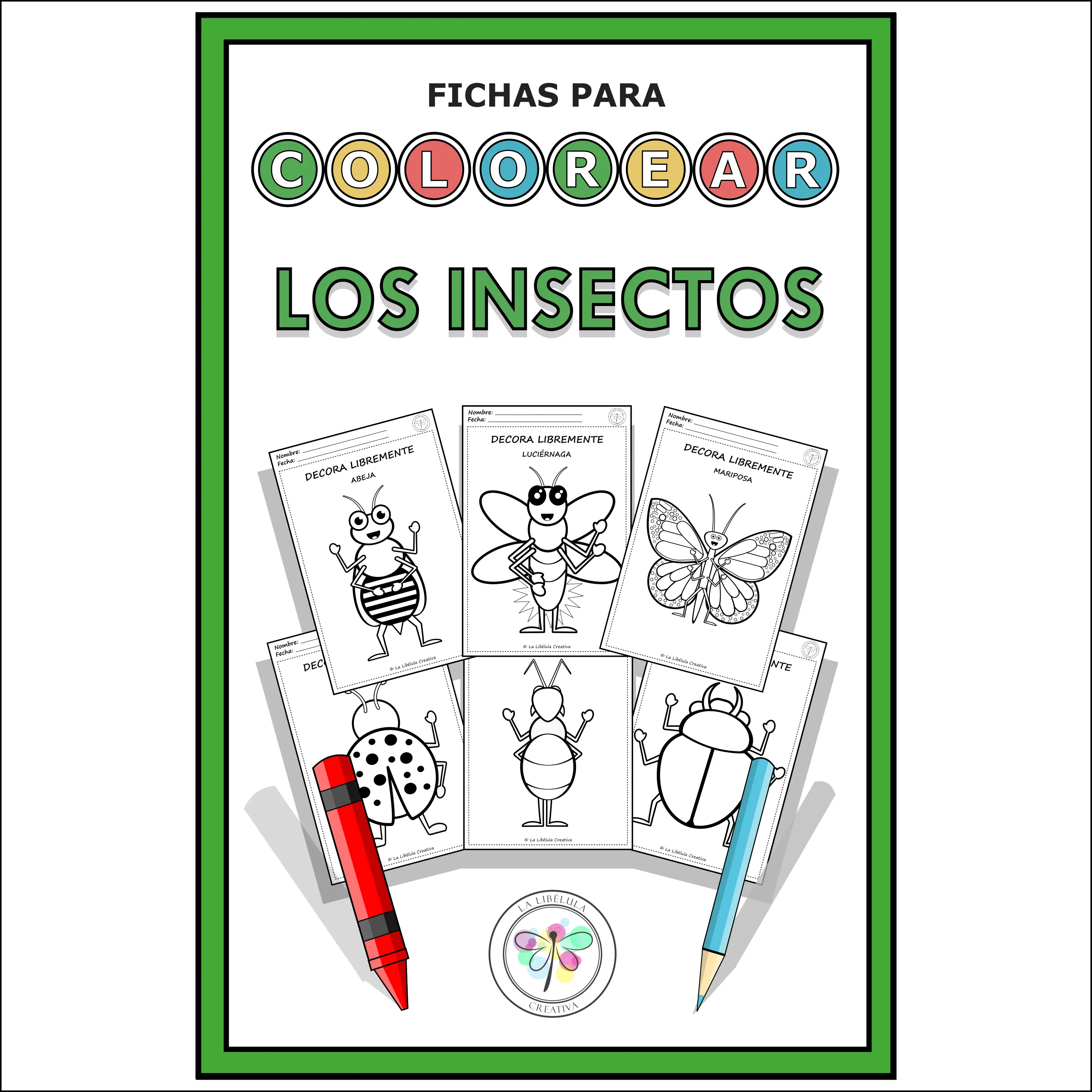 Spanish coloring worksheets Insects animals Fichas colorear Insectos animales