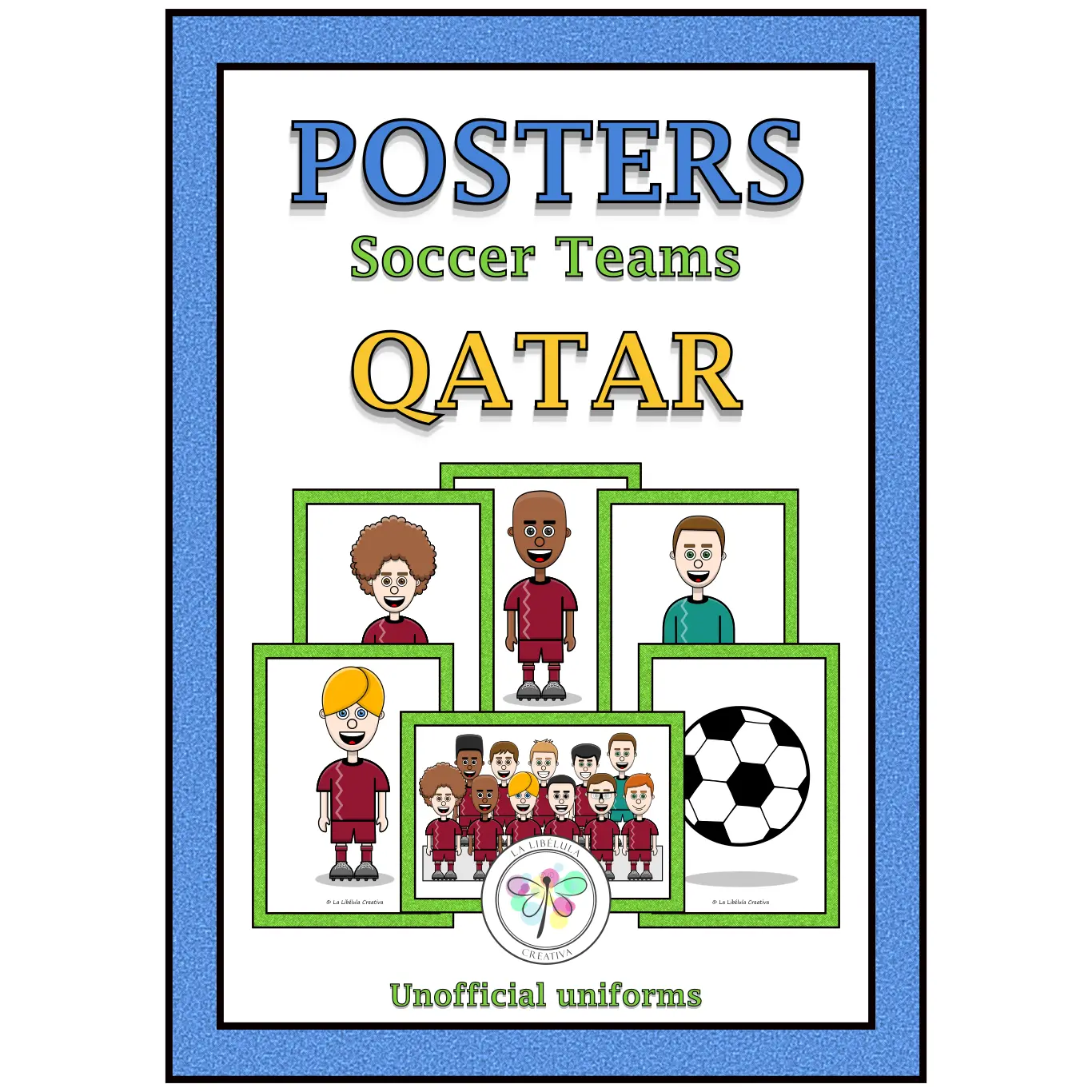 Posters Soccer Teams Qatar Color and Black and White