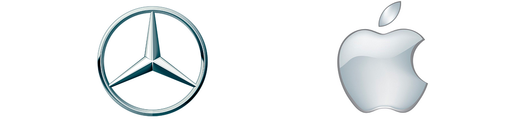 Logo de Mercedes Benz y de Apple