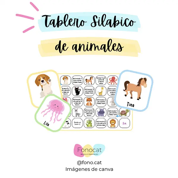 Tablero Silábico de Animales