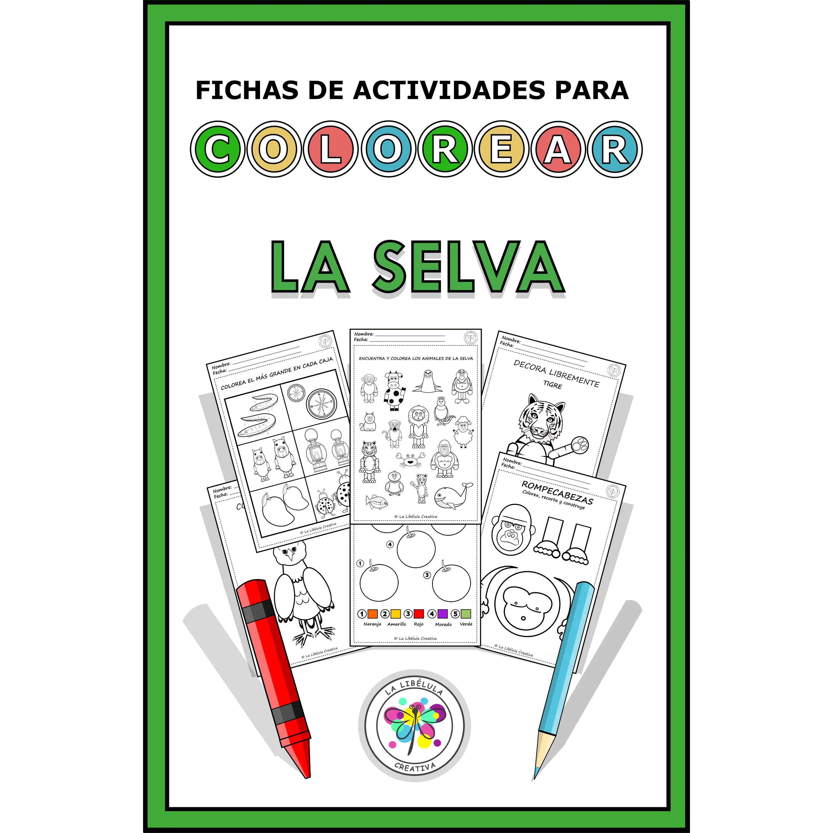 Spanish Worksheets Activities Coloring Jungle Actividades colorear Selva Animals