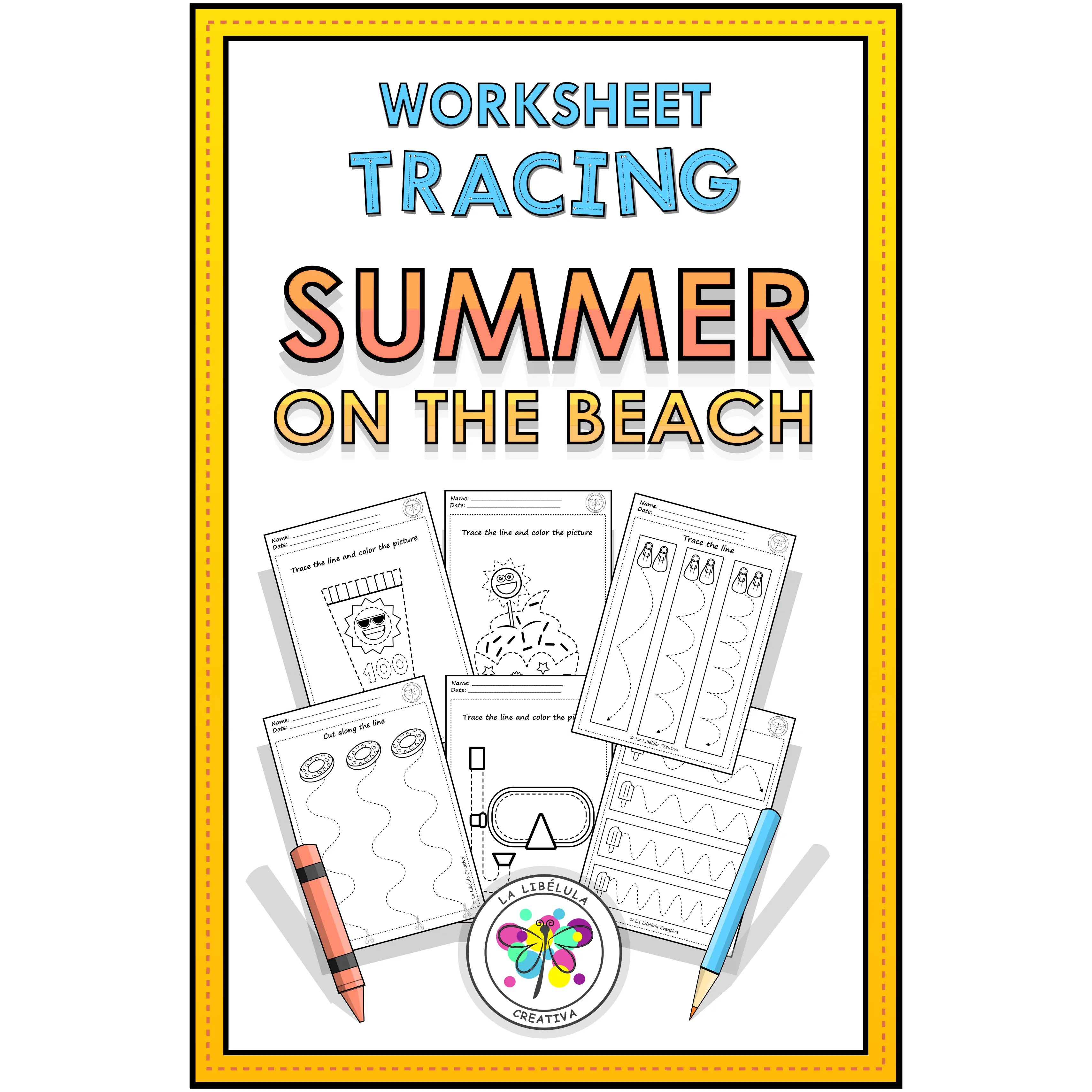 Tracing Activities Summer Beach Cut Color Sun Craft