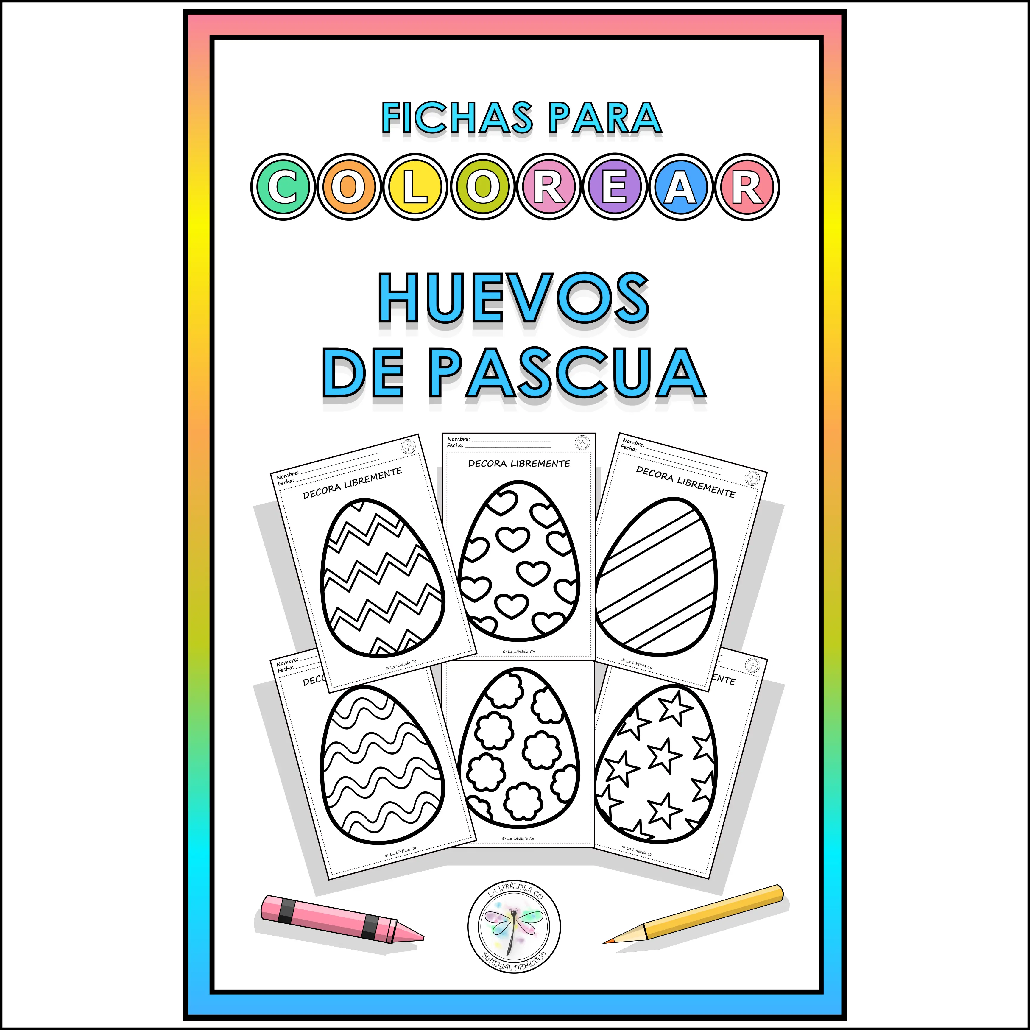 Spanish Coloring Easter Spring Eggs Colorear Huevos de Pascua Primavera