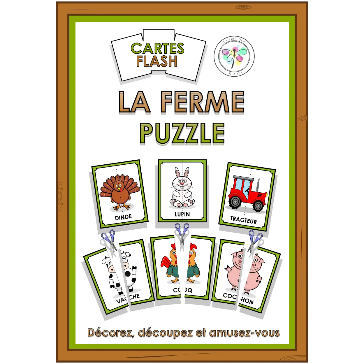 French Flash Cards The Farm Animals Puzzle Cartes Flash La Ferme Animaux