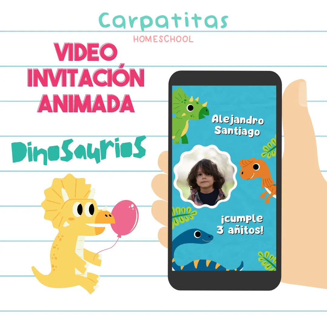 Video Invitación Animada de Cumpleaños Dinosaurios